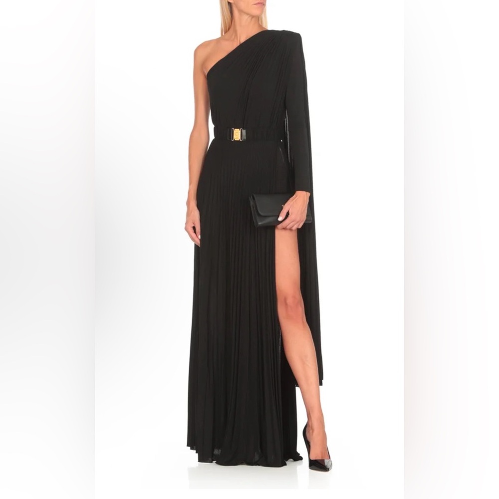 Elisabetta FranchiOne-Shoulder Pleated Red Carpet Dress